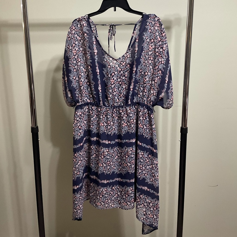 Maurices Boho V Neck Floral Sheer Dress XL